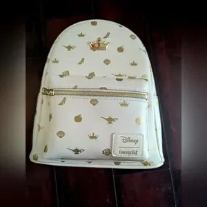 Disney Princess White and Gold Backpack Amazon.com: Loungefly Disney Ultimate Princesses All Over  main image 4